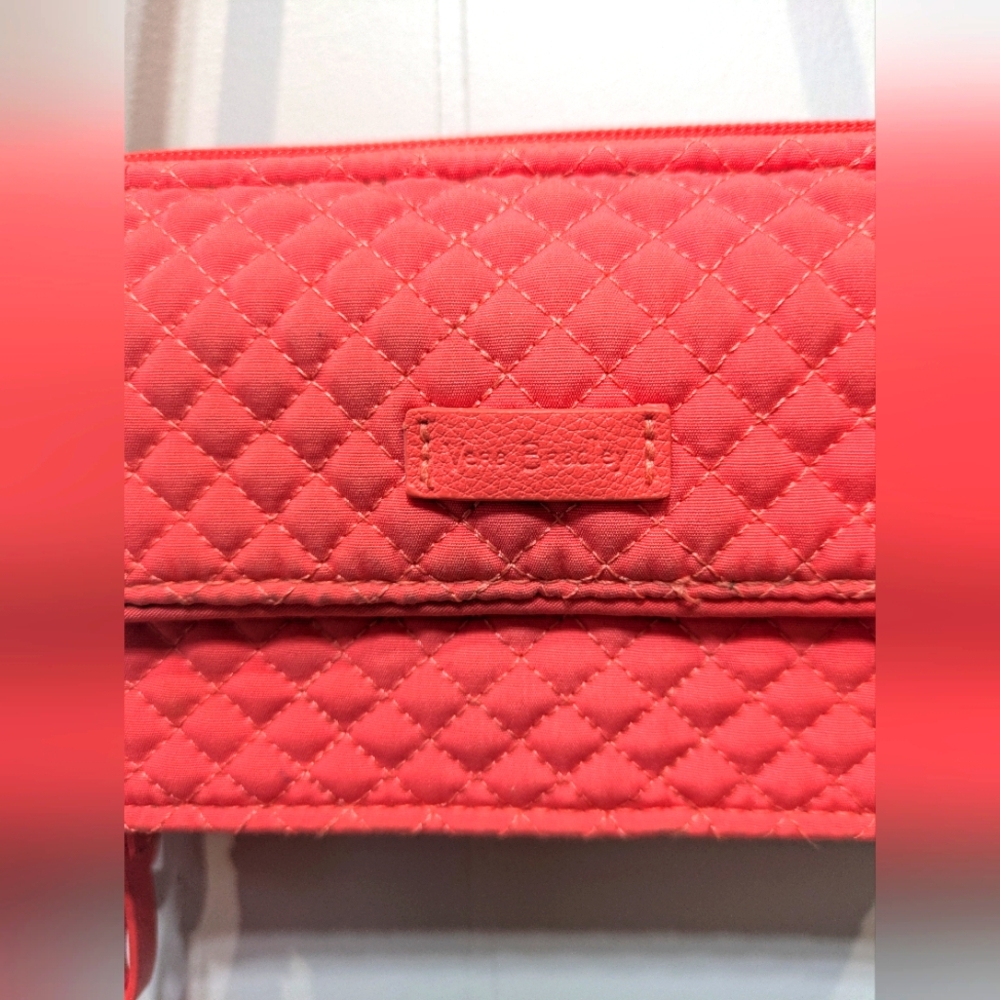 Vera Bradley RFID All In‎ One Crossbody Wallet In Bright Coral - Picture 2 of 10